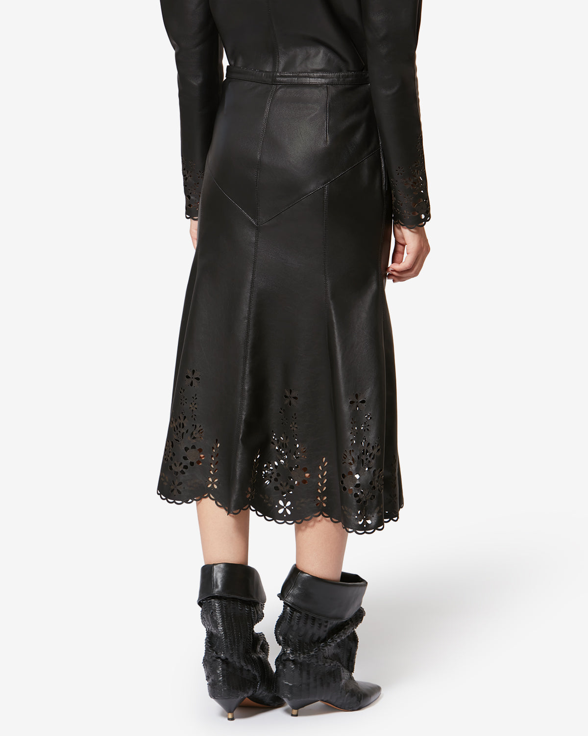 Nisia lambskin leather midi skirt - Black - Woman - 4