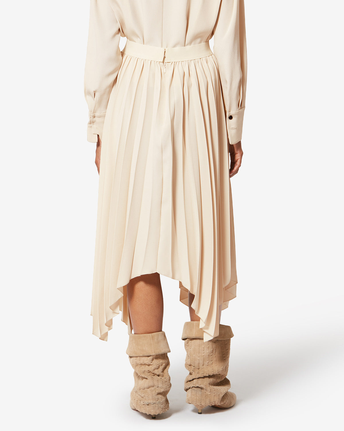 Gonna lunga plissettata felixa in crêpe fluido - Ecru - Woman - 4