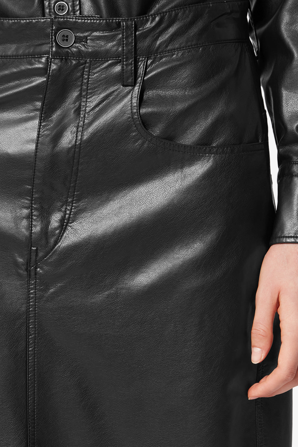 Nelaura fine and soft faux leather pencil skirt - Black - Woman - 3