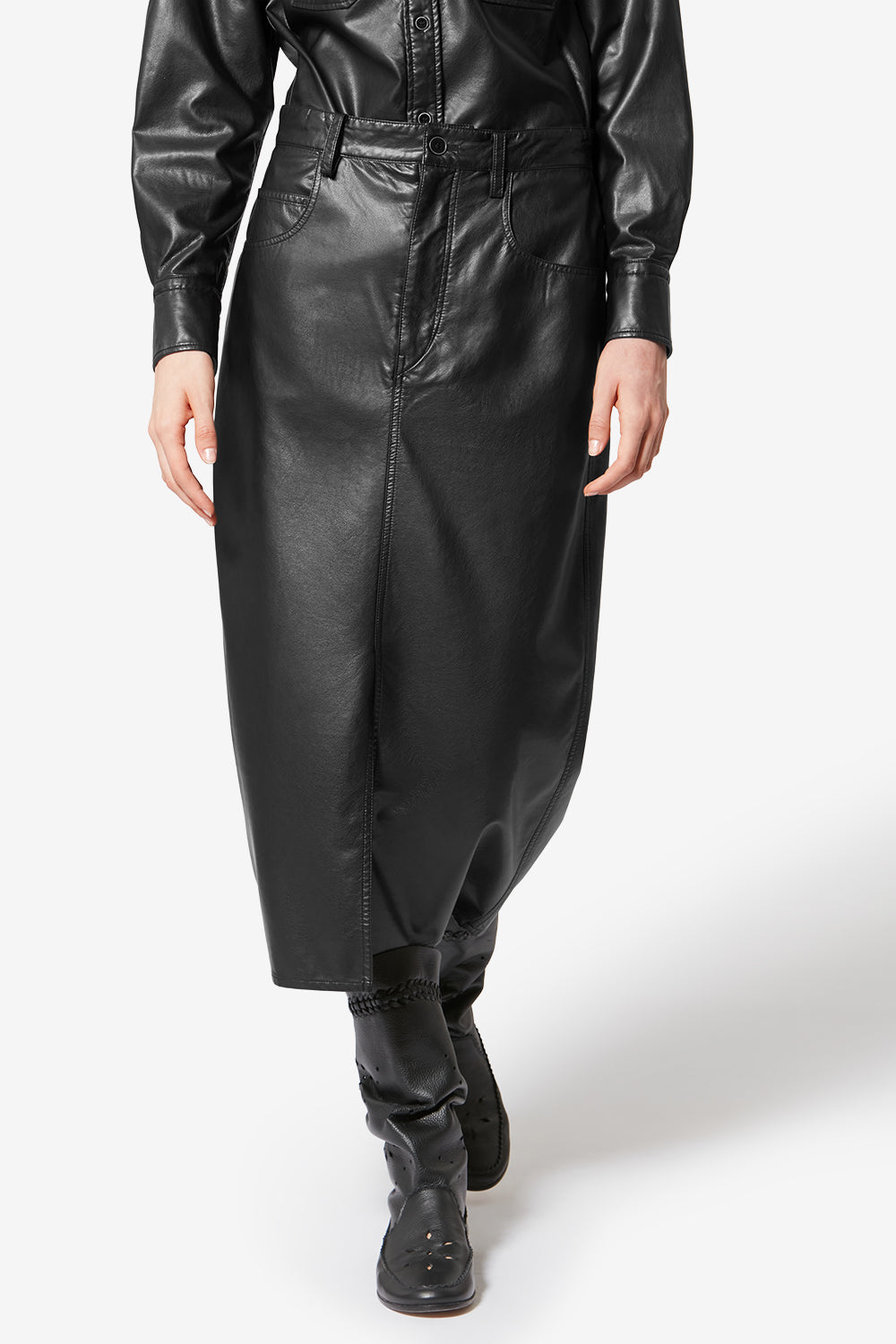 Nelaura fine and soft faux leather pencil skirt - Black - Woman - 4