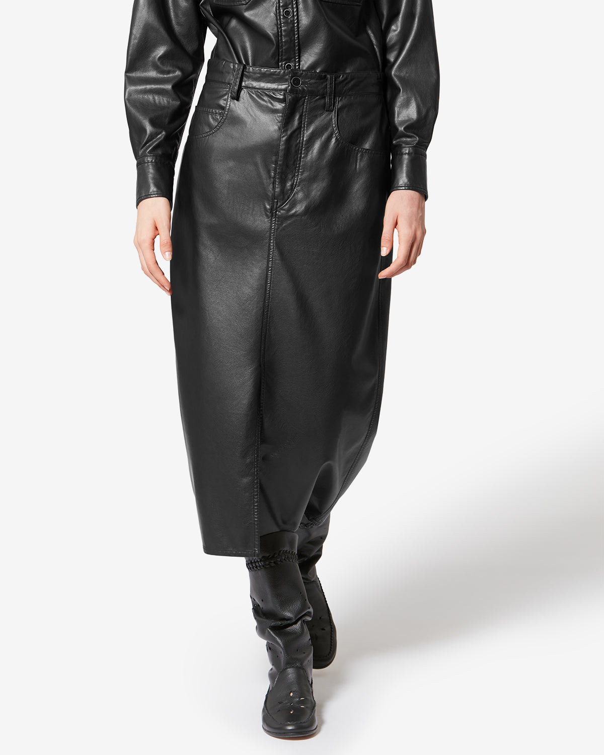 Jupe crayon  façon cuir souple et fin nelaura - Noir - Woman - 3