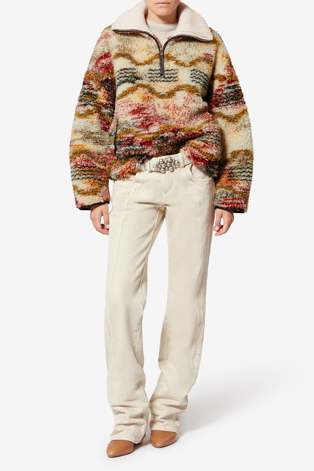 Marner fleece cloud print coat - Ecru-ochre - Woman - 2