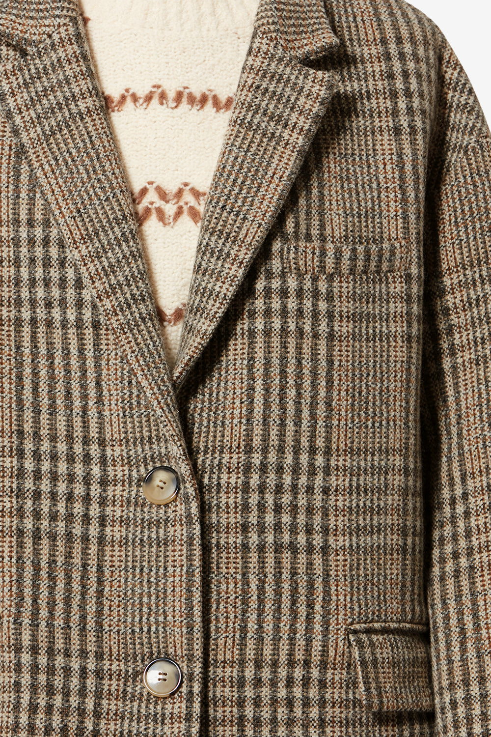 Abrigo de lana virgen príncipe de gales - Beige - Woman - 3