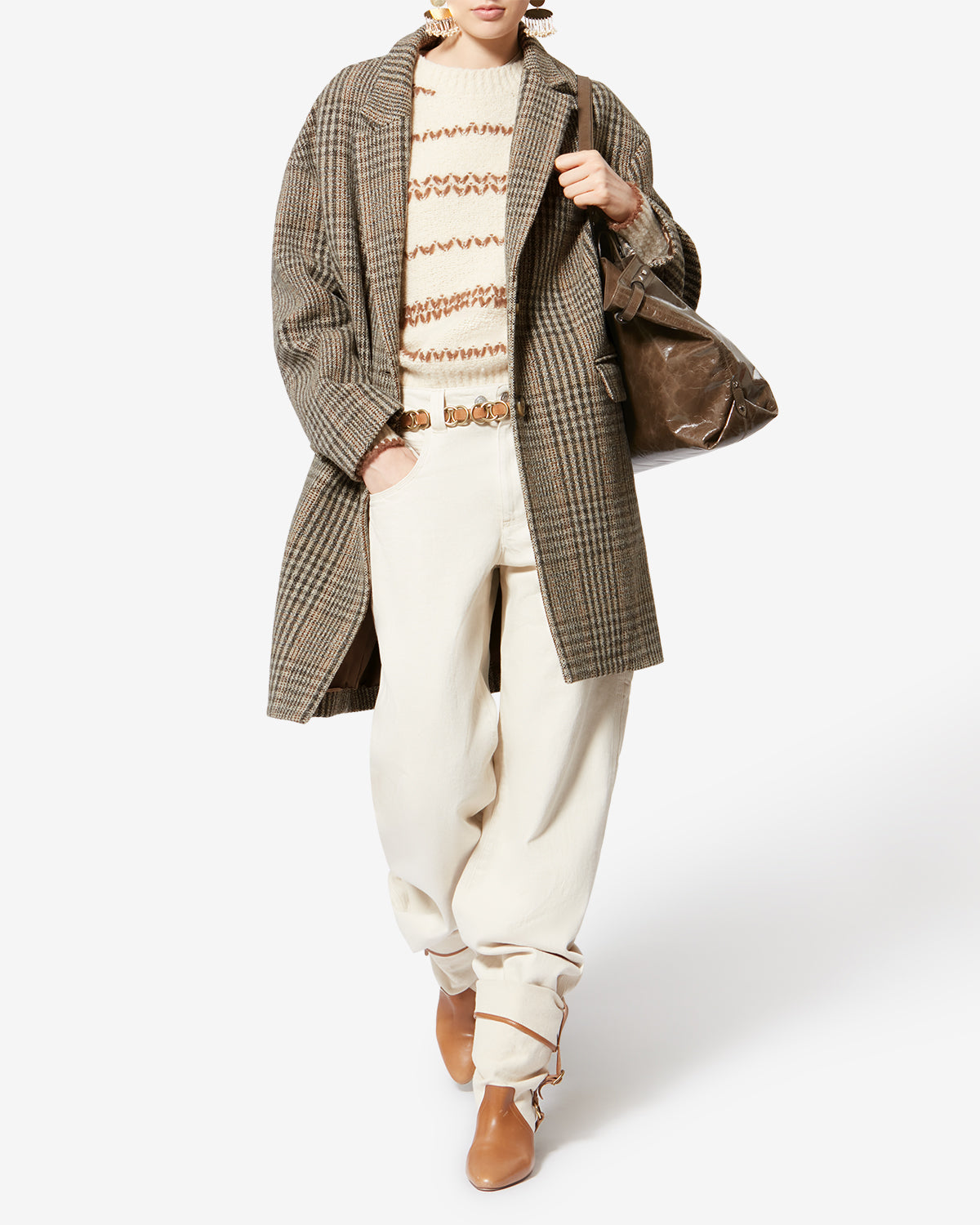 Cappotto in lana vergine principe di galles limizia - Beige - Woman - 1