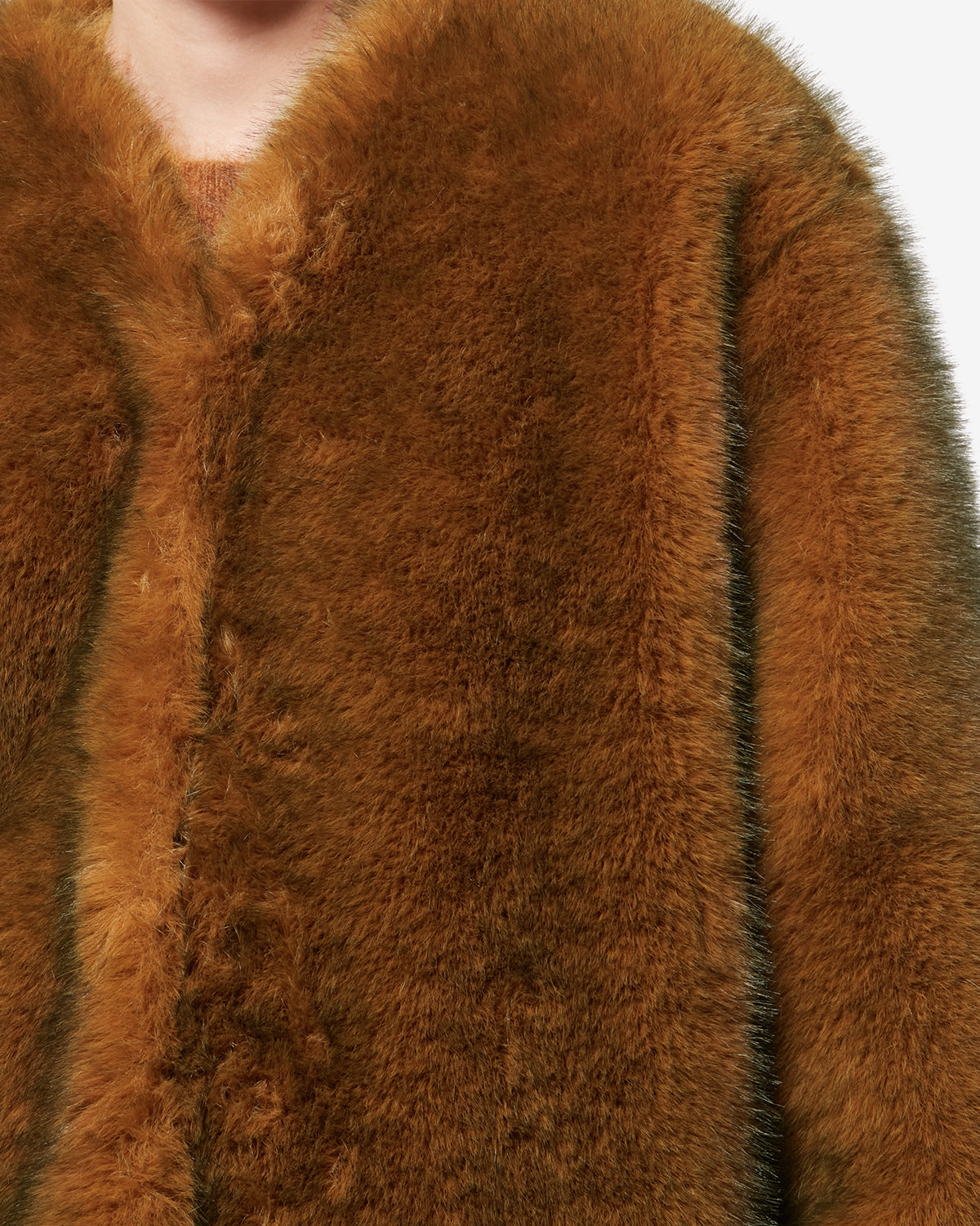 Aglae short faux fur coat - Ochre - Woman - 2
