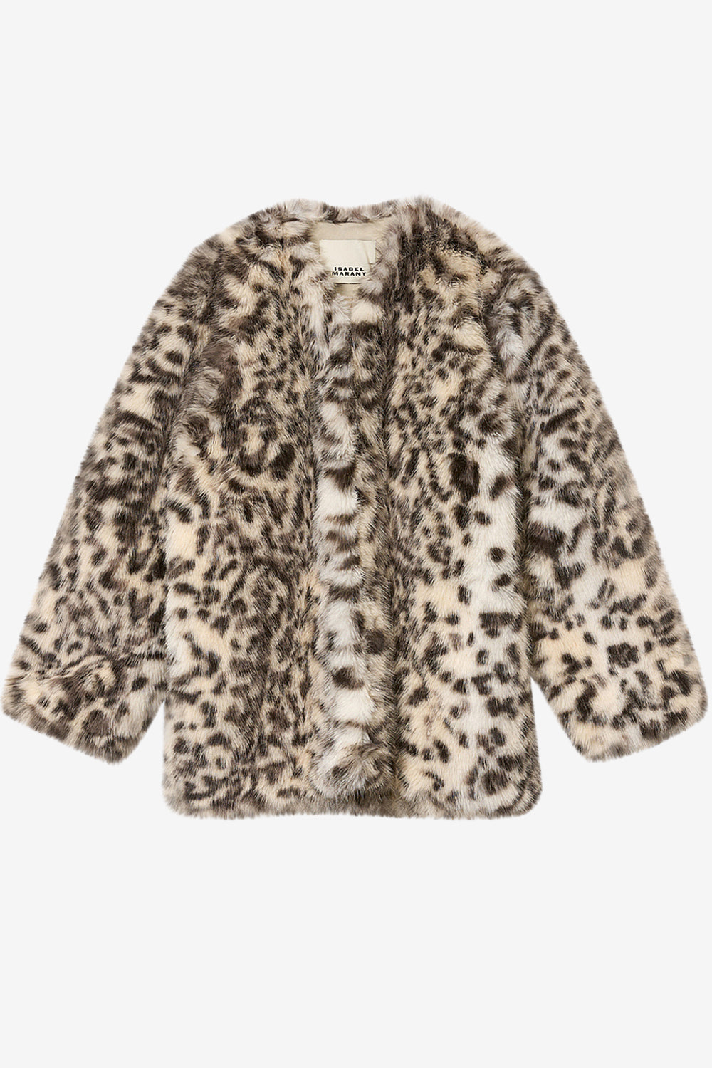 Aglae short faux fur coat - Ecru and black - Woman - 1
