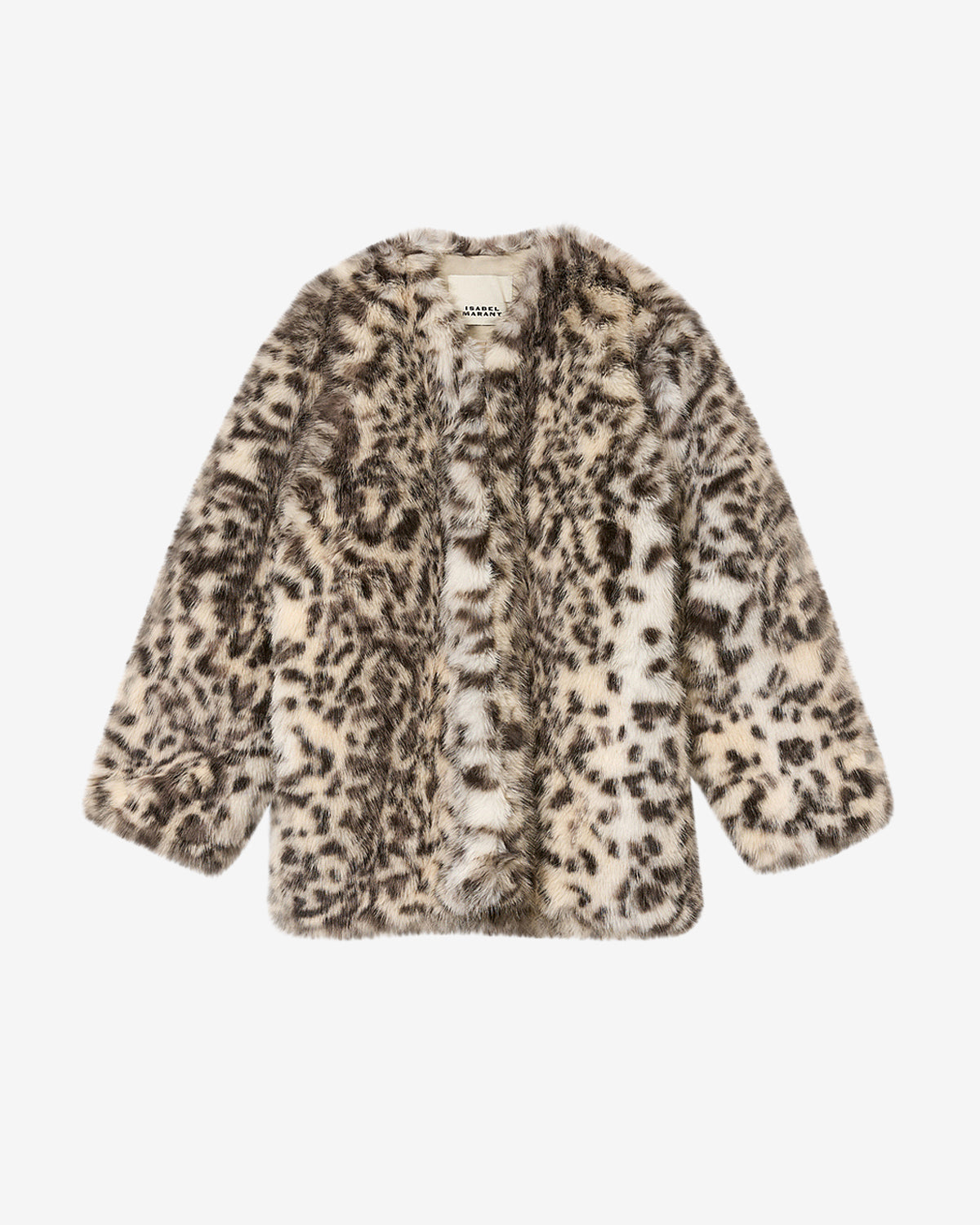 Aglae short faux fur coat - Ecru and black - Woman - 5