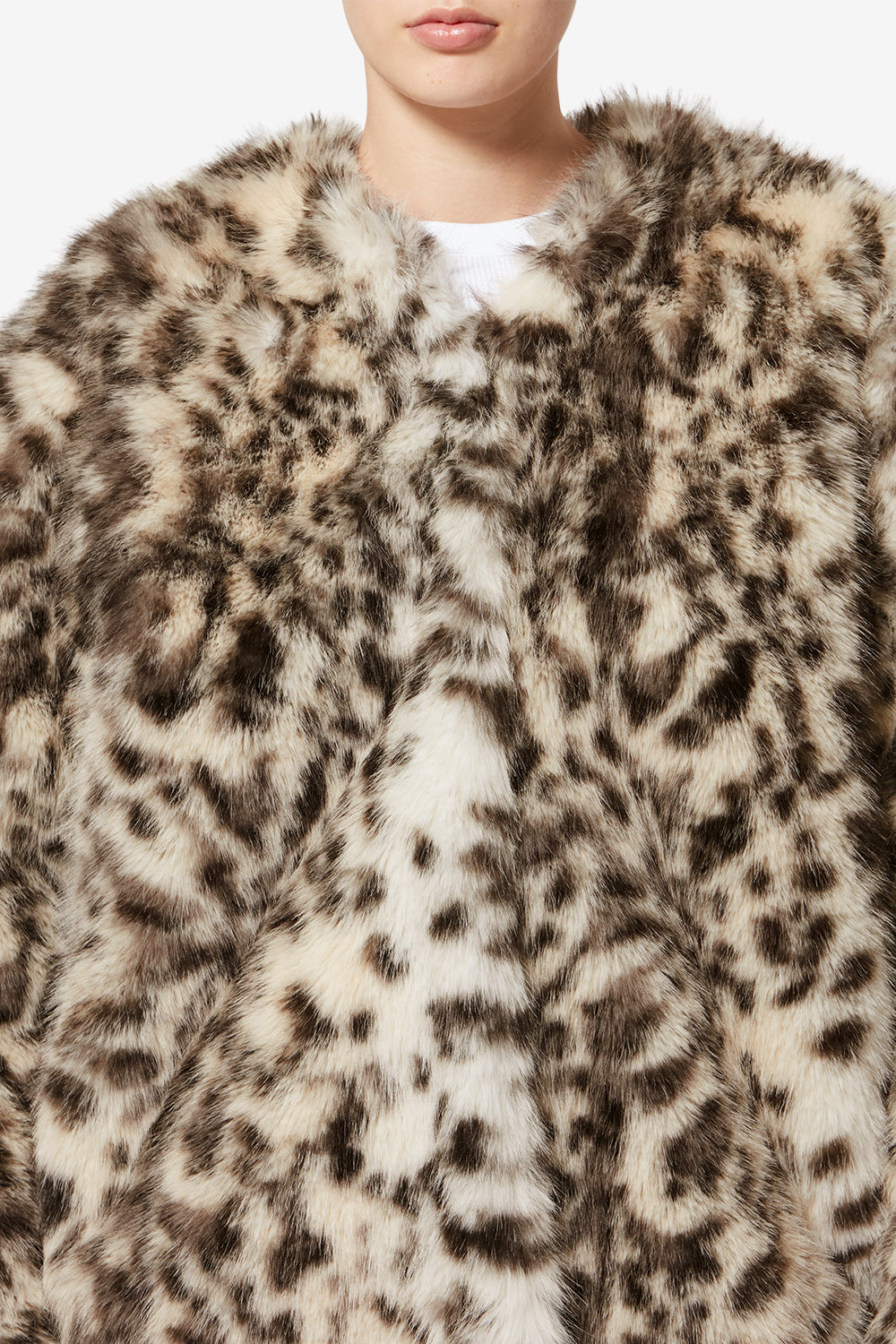 Aglae short faux fur coat - Ecru and black - Woman - 3