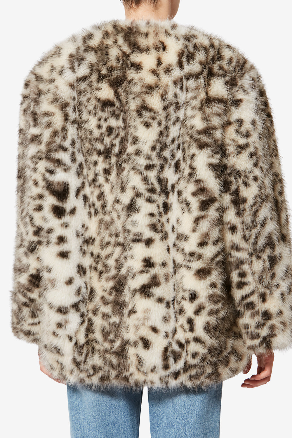 Aglae short faux fur coat - Ecru and black - Woman - 5