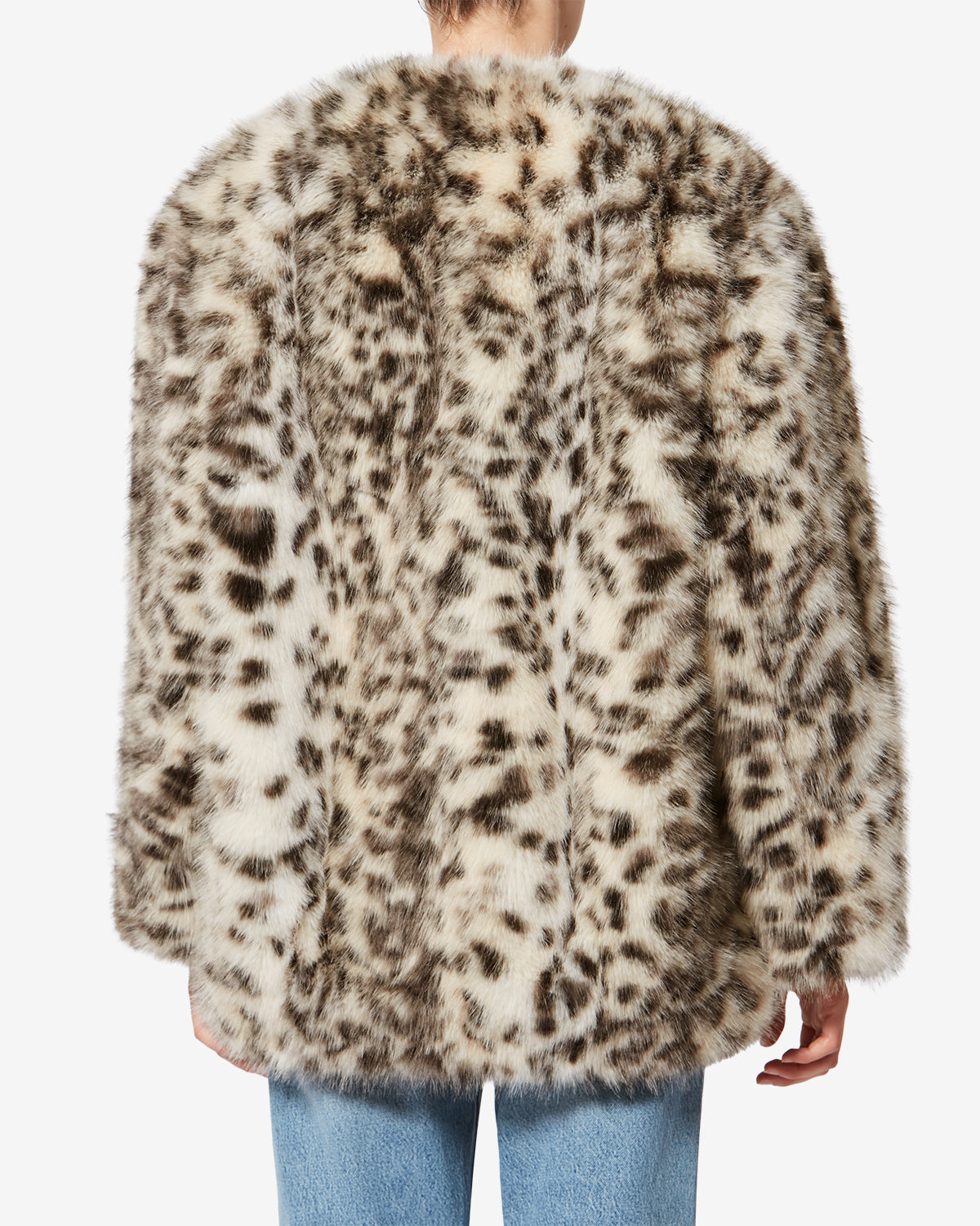 Aglae short faux fur coat - Ecru and black - Woman - 4