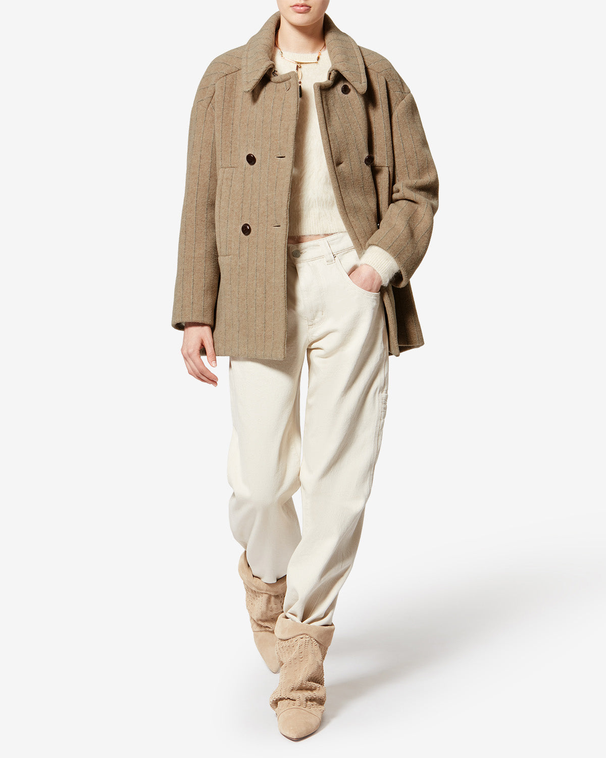 Manteau fiby-ga en laine - Taupe - Woman - 1