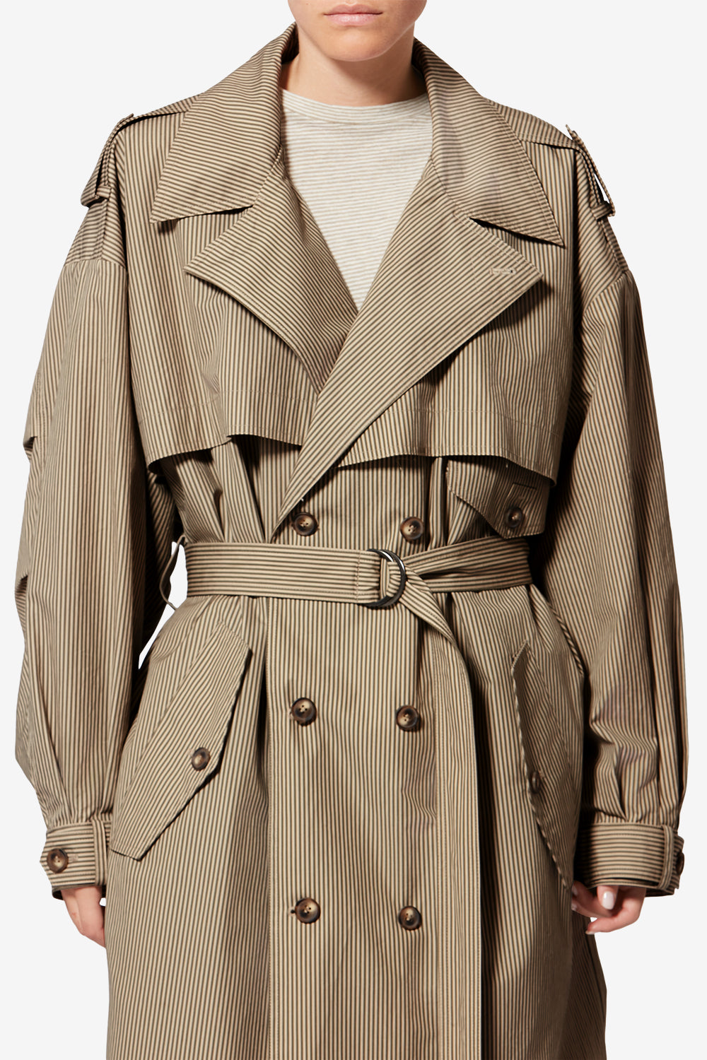 Trench chilma in cotone a righe - Beige-khaki - Woman - 4