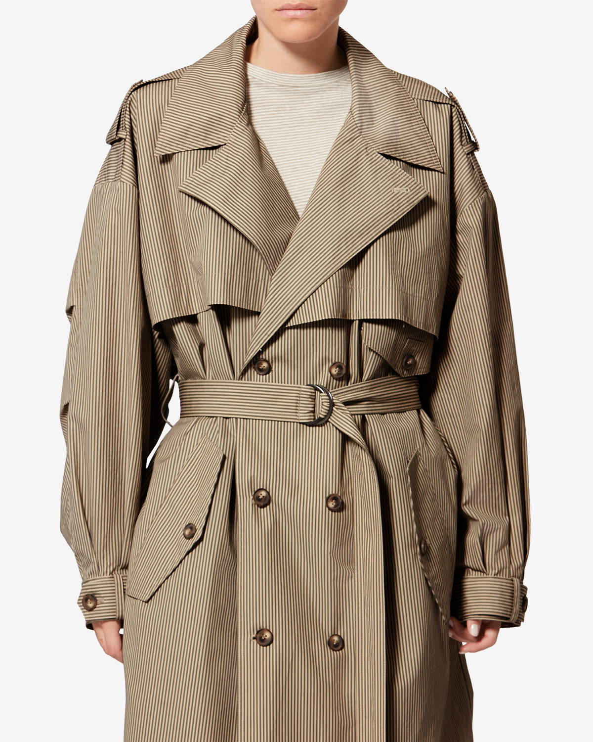 Trench chilma in cotone a righe - Beige-khaki - Woman - 3