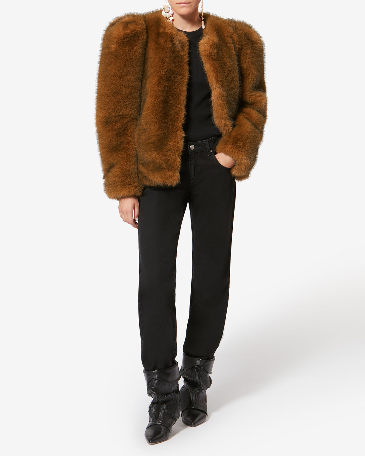 Bahria faux fur teddy coat - Ochre - Woman - 1