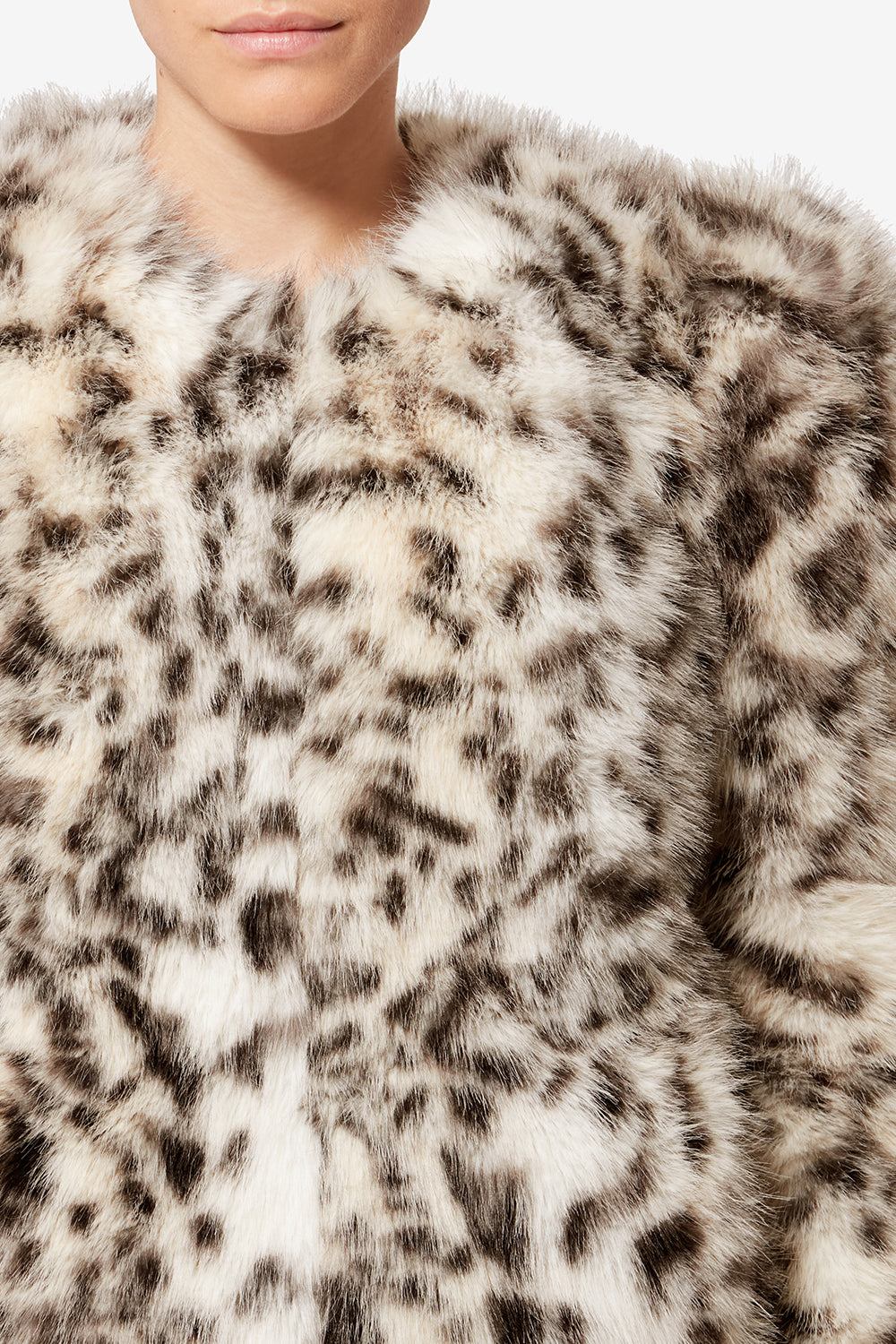 Bahria mottled faux fur teddy coat - Ecru and black - Woman - 3