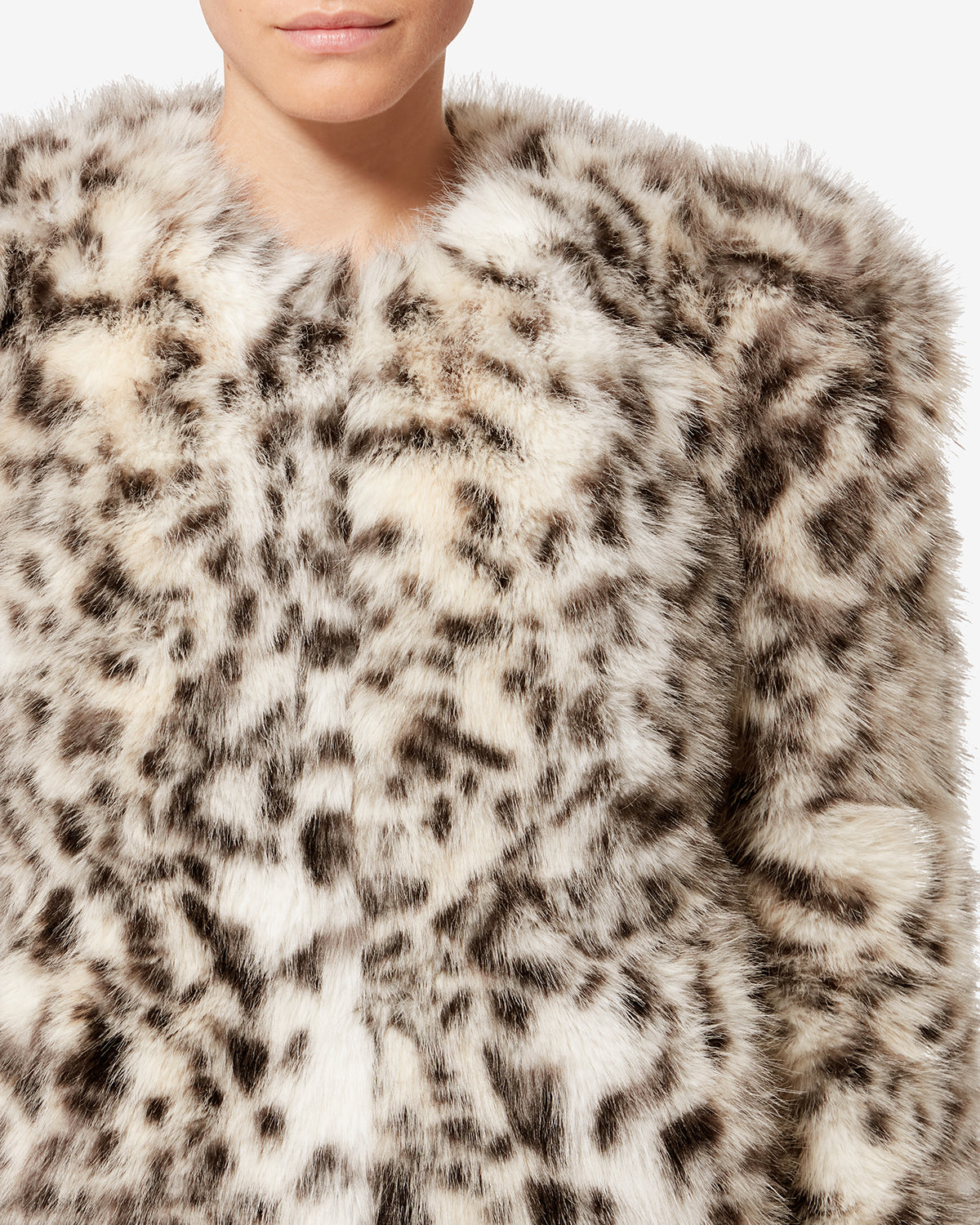 Bahria mottled faux fur teddy coat - Ecru and black - Woman - 2
