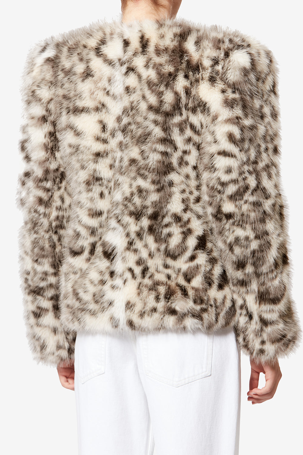 Bahria mottled faux fur teddy coat - Ecru and black - Woman - 5