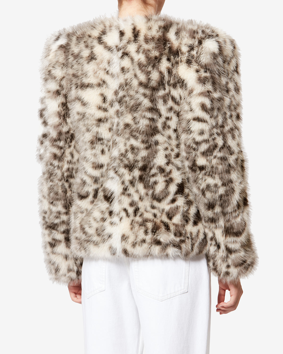 Bahria mottled faux fur teddy coat - Ecru and black - Woman - 4