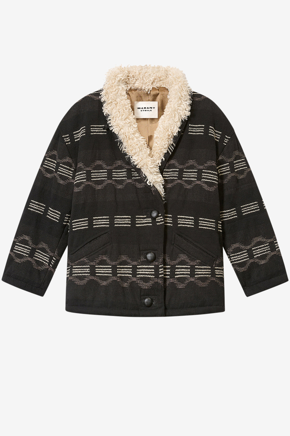 Qayla short jacquard coat - Black - Woman - 1