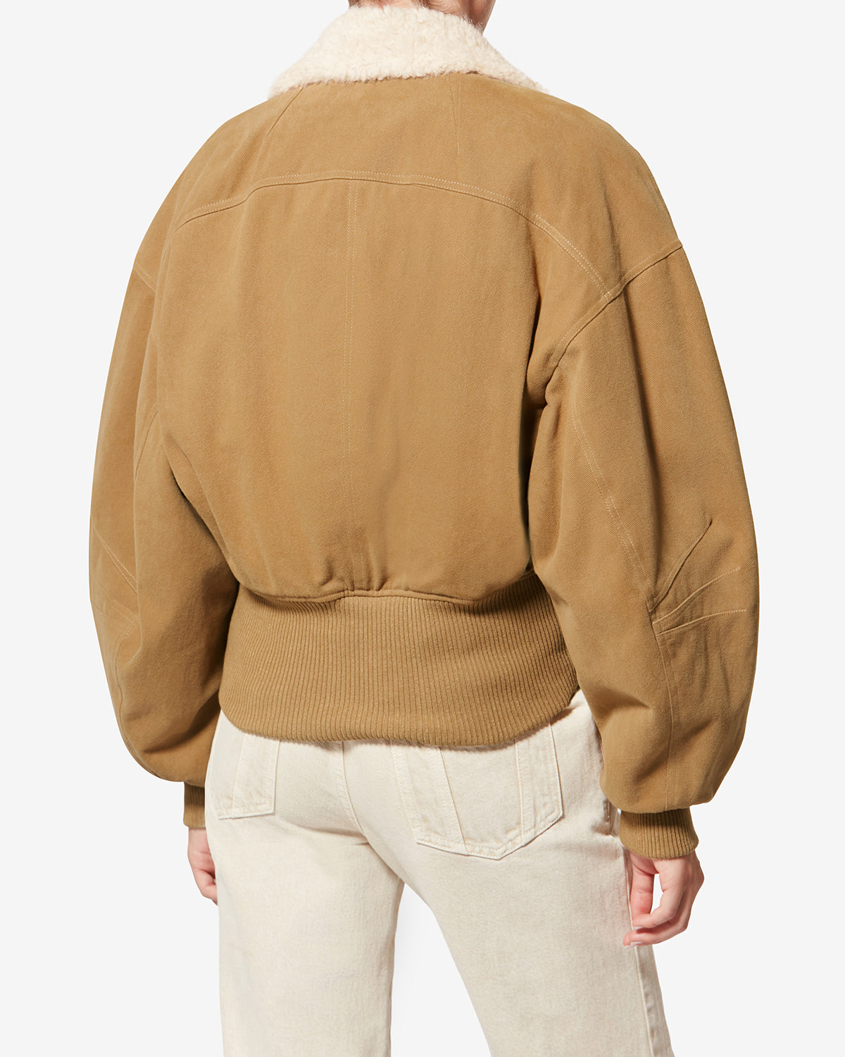 Manteau court oana façon blouson en sergé - Camel - Woman - 4