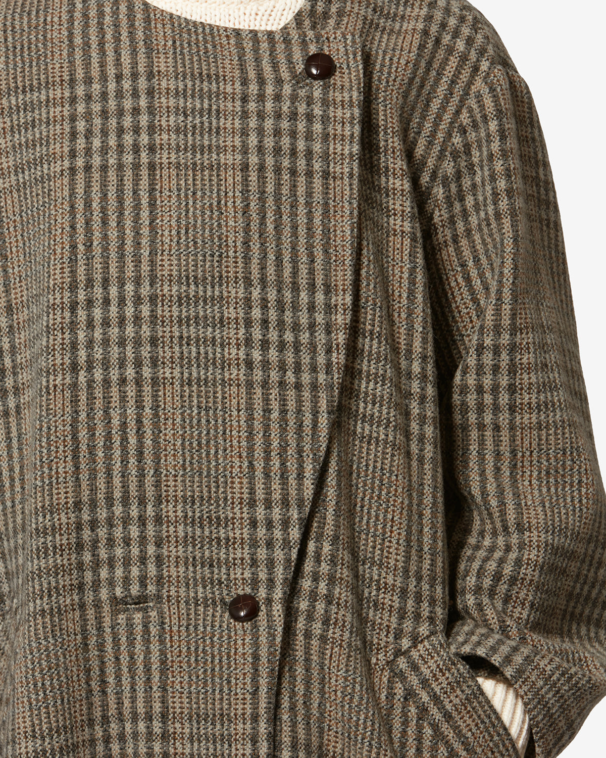 Langer mantel renée aus schurwolle mit prince-of-wales-muster - Beige - Woman - 2