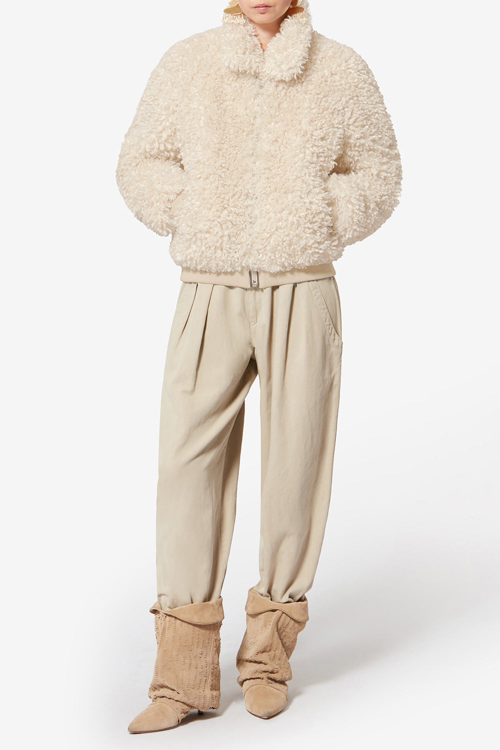 Cappotto corto in ecopelliccia curly tayma - Ecru - Woman - 2