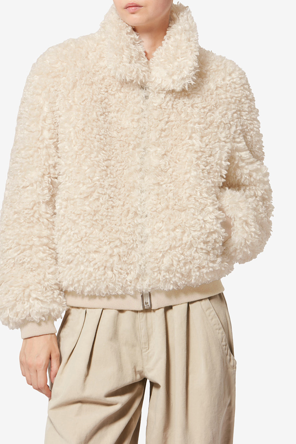 Cappotto corto in ecopelliccia curly tayma - Ecru - Woman - 4