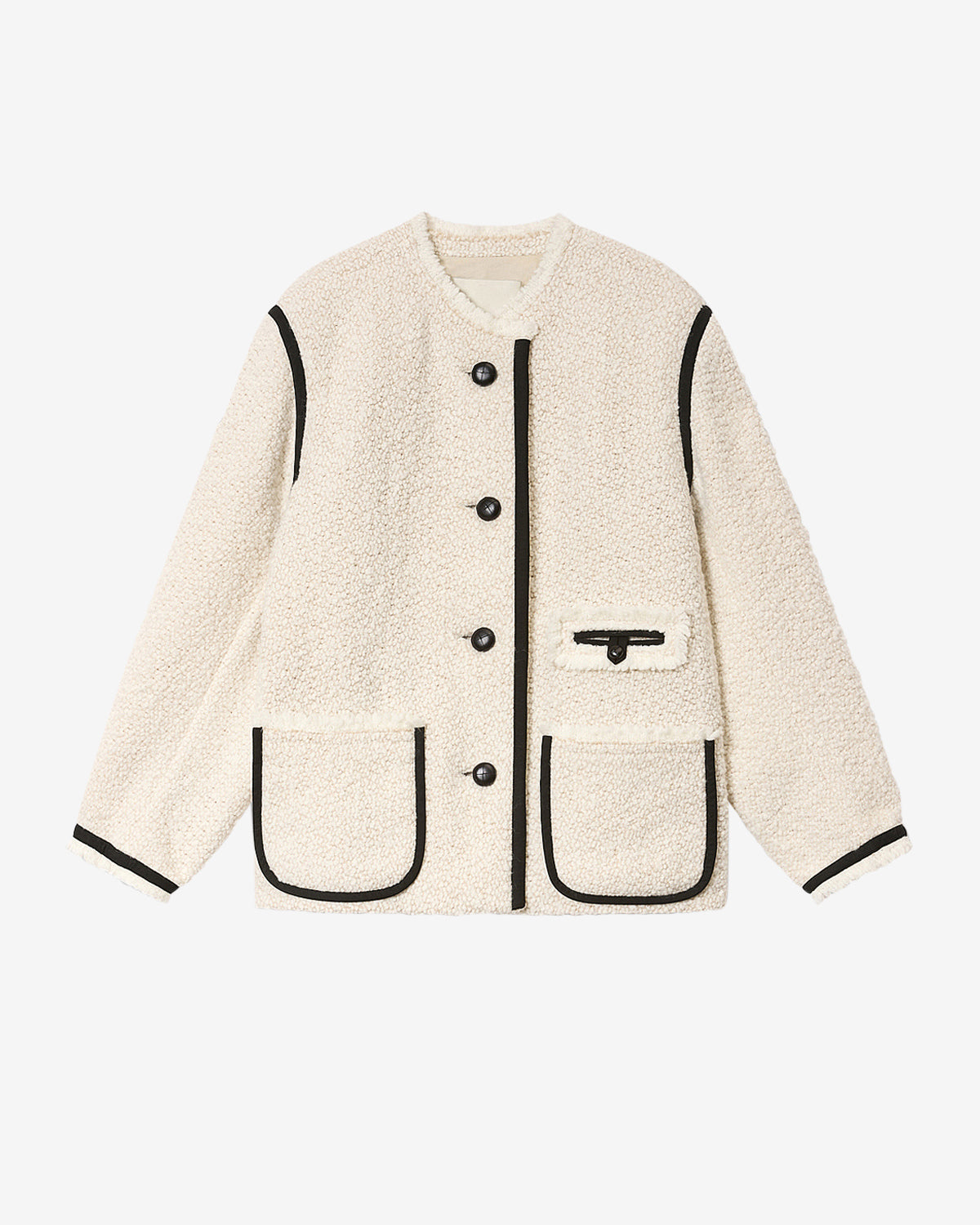 Veste en tweed bouclette en laine maylin - Écru - Woman - 5