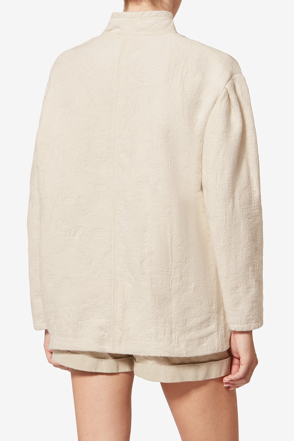 Cappotto corto uadie in cotone testurizzato - Ecru - Woman - 5