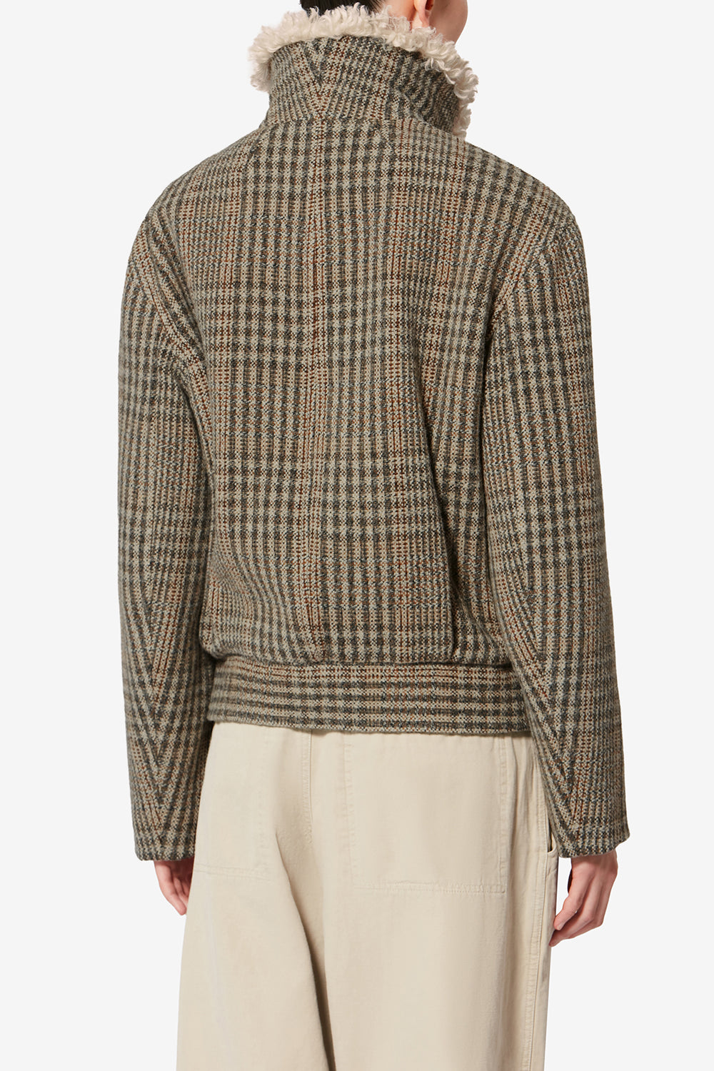 Fadia short prince-of-wales check virgin wool coat - Beige - Woman - 5