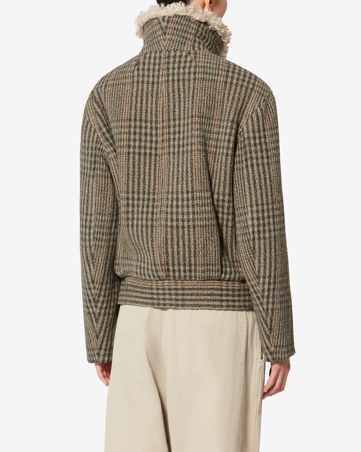 Manteau court fadia en laine vierge prince-de-galles - Beige - Woman - 4