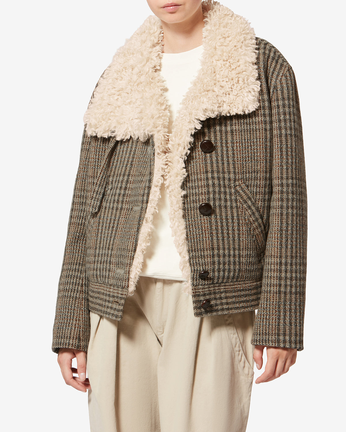 isabel marant étoile GASTONI ジャケット コート Isabel Marant Étoile + Gastoni Checked Wool-Blend Jacket