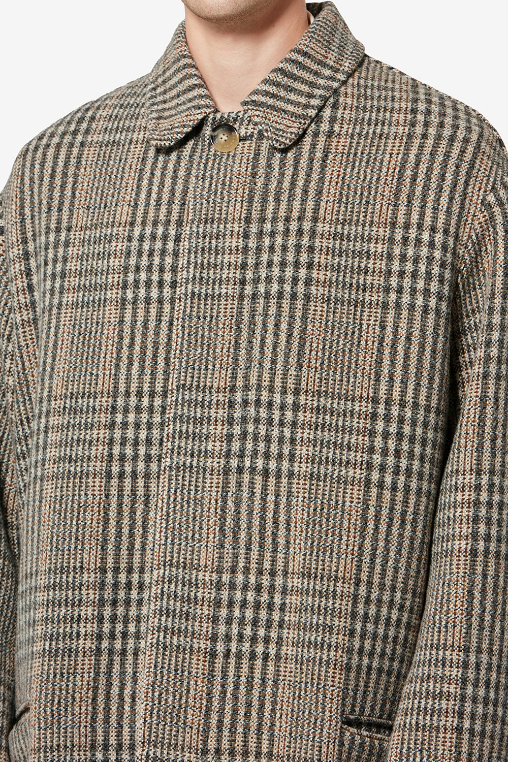 Franco prince-of-wales check virgin wool coat - Beige - Man - 3