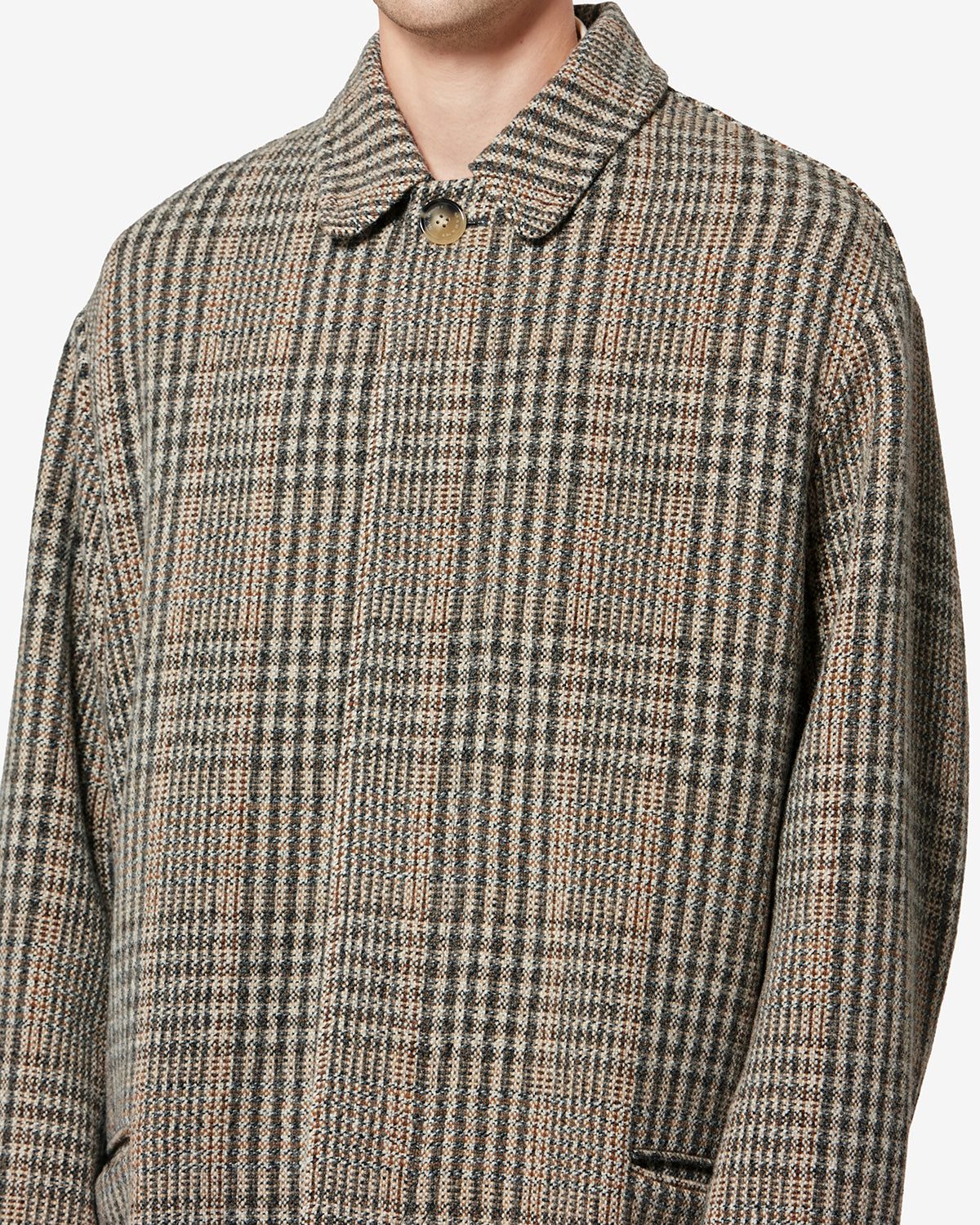 Franco prince-of-wales check virgin wool coat - Beige - Man - 2