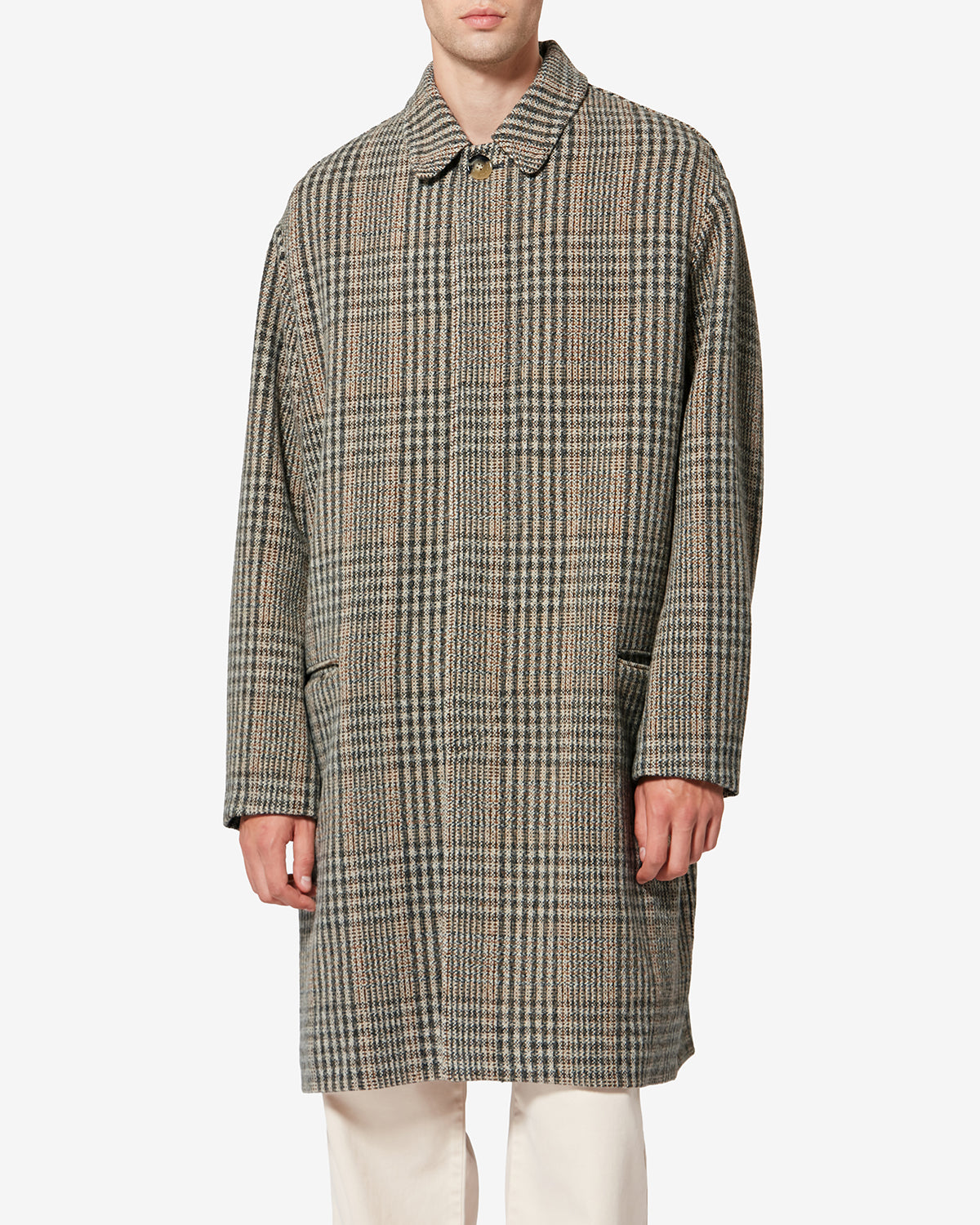 Franco prince-of-wales check virgin wool coat - Beige - Man - 3