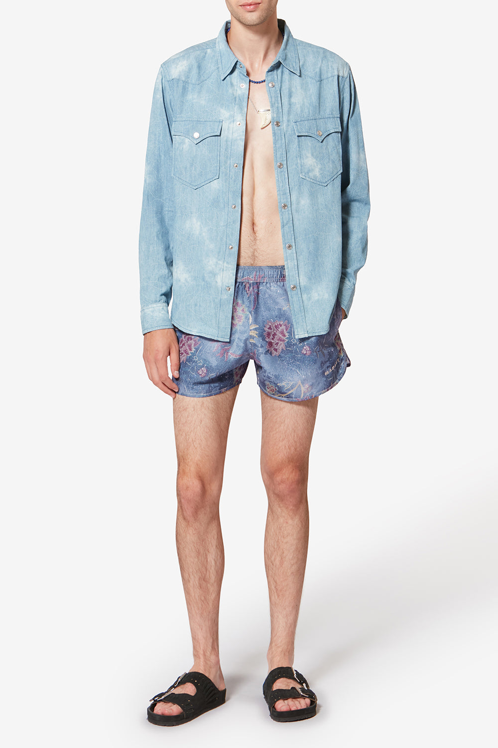 Vincente tropical print swim shorts - Blue - Man - 2