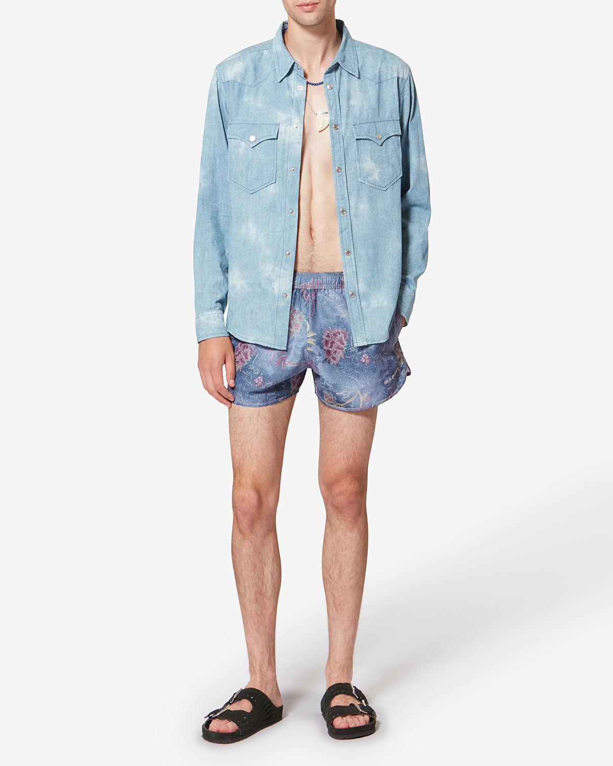 Vincente tropical print swim shorts - Blue - Man - 1