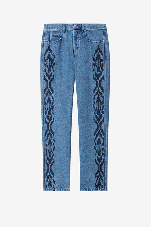 Pantalón vaquero con 5 bolsillos de denim bordado lewis - Azul - Man