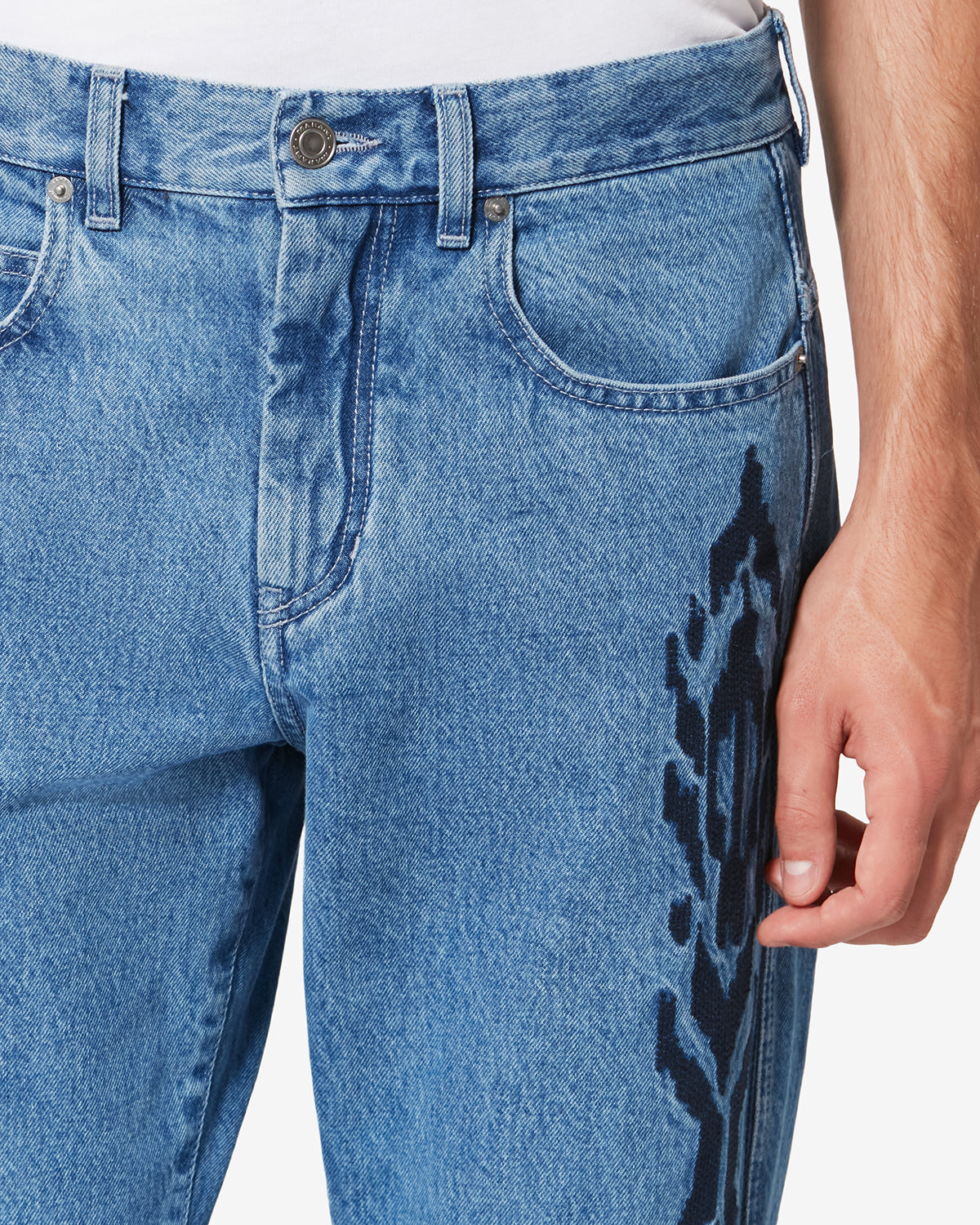 Pantalón vaquero con 5 bolsillos de denim bordado lewis - Azul - Man - 2