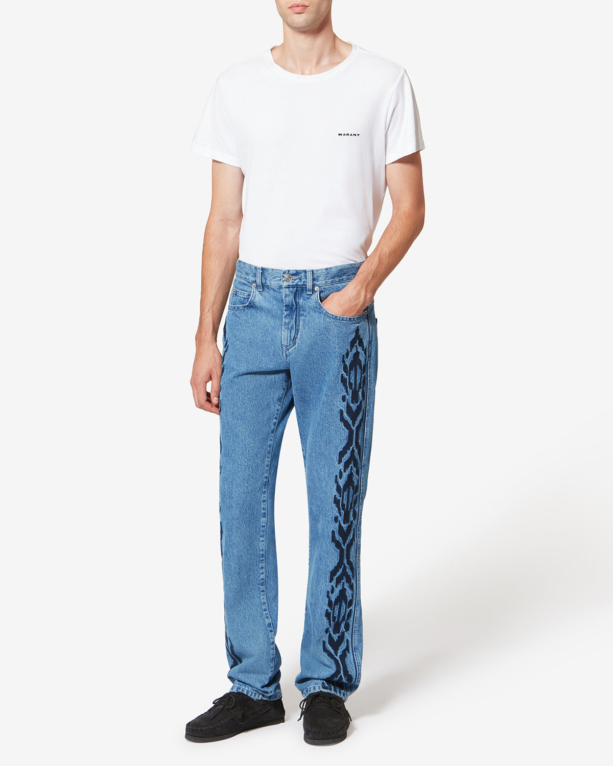 Pantalón vaquero con 5 bolsillos de denim bordado lewis - Azul - Man - 1