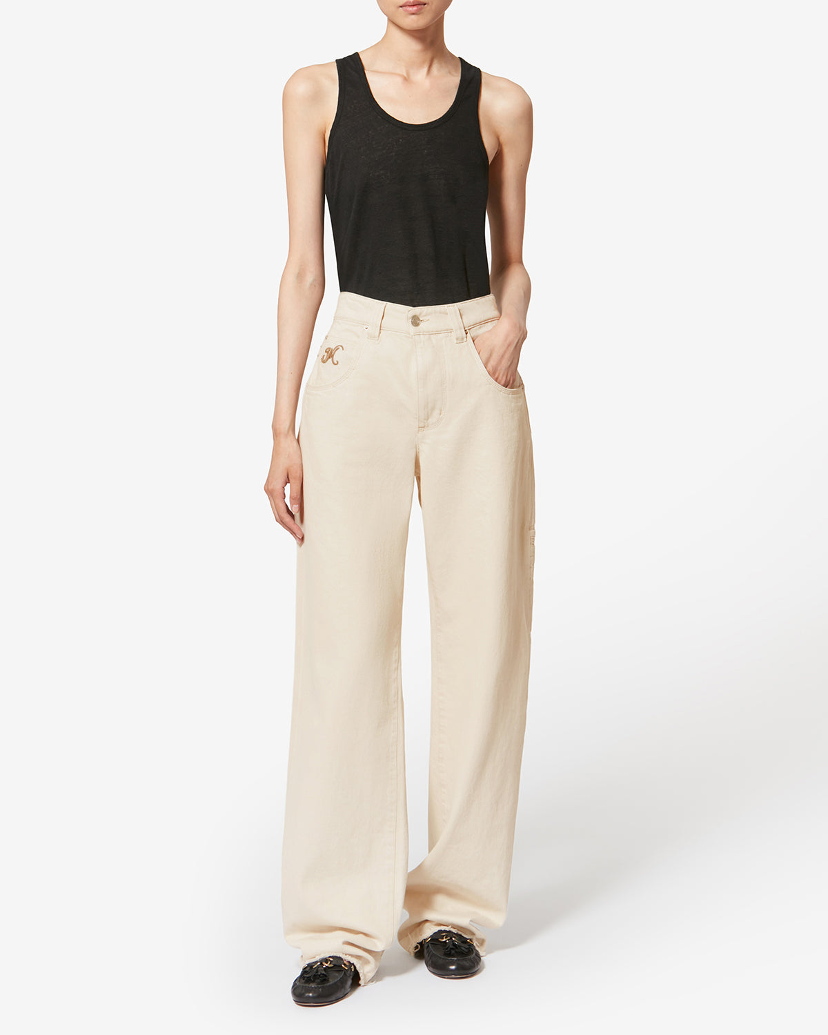 Jeans in denim con impunture jeyda - Ecru - Woman - 1