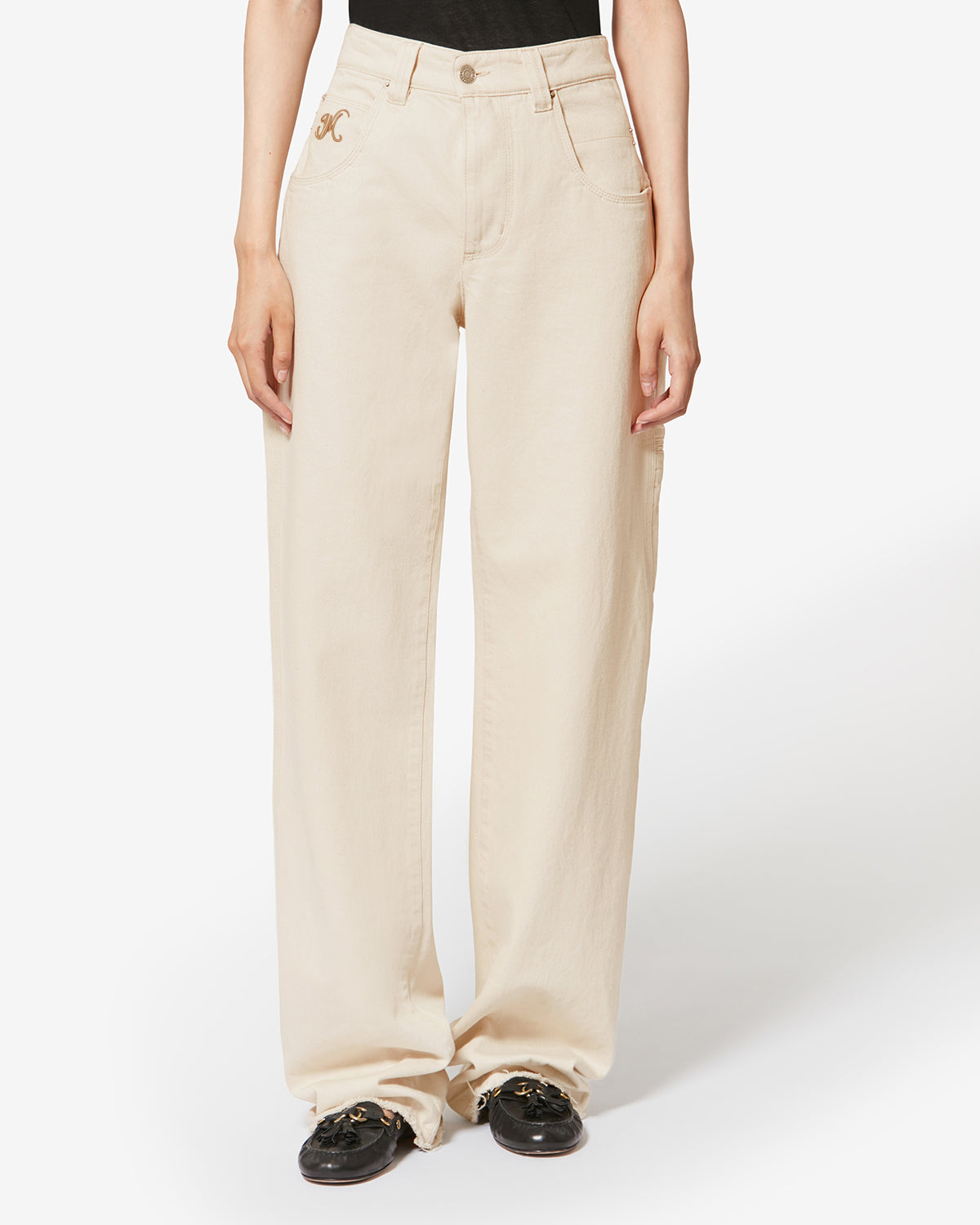 Jeans in denim con impunture jeyda - Ecru - Woman - 3