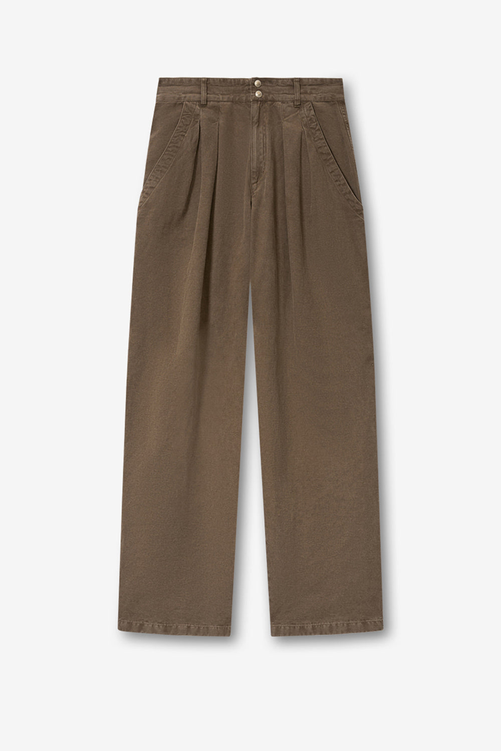 Nadine flowing cotton and linen workwear pants - Dark bronze - Woman - 1