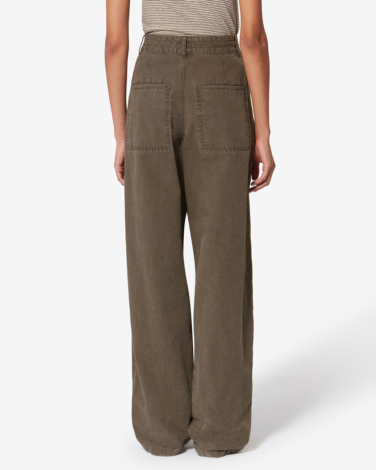 Nadine flowing cotton and linen workwear pants - Dark bronze - Woman - 4