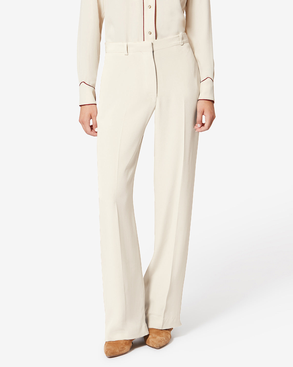 Neonda flowing crepe suit pants - Ecru - Woman - 3