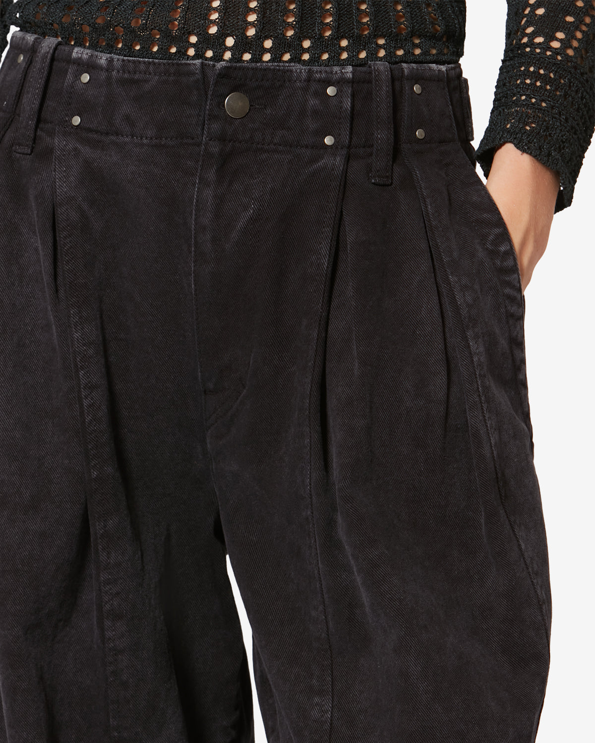 Pantaloni workwear in denim ireme - Nero lavato - Woman - 2