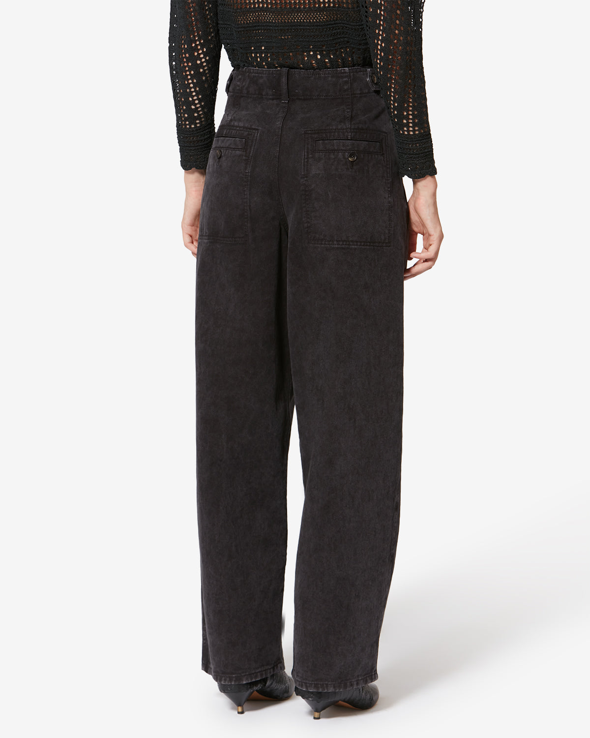 Pantaloni workwear in denim ireme - Nero lavato - Woman - 4