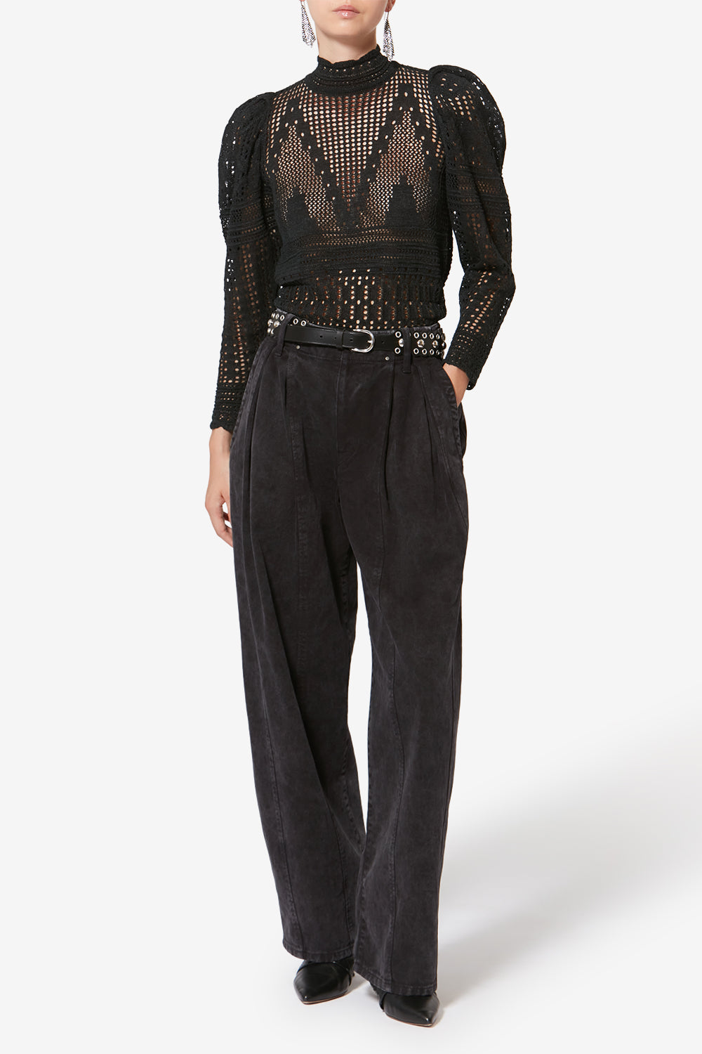 Pantaloni workwear in denim ireme - Nero lavato - Woman - 2