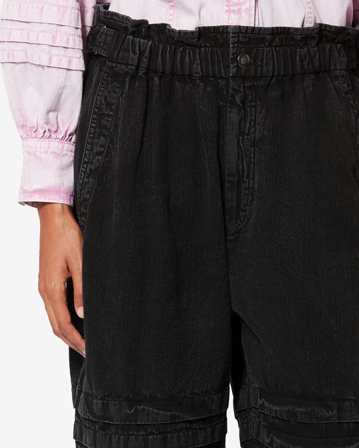 Pantaloni a carota mellya in chambray délavé - Nero lavato - Woman - 2
