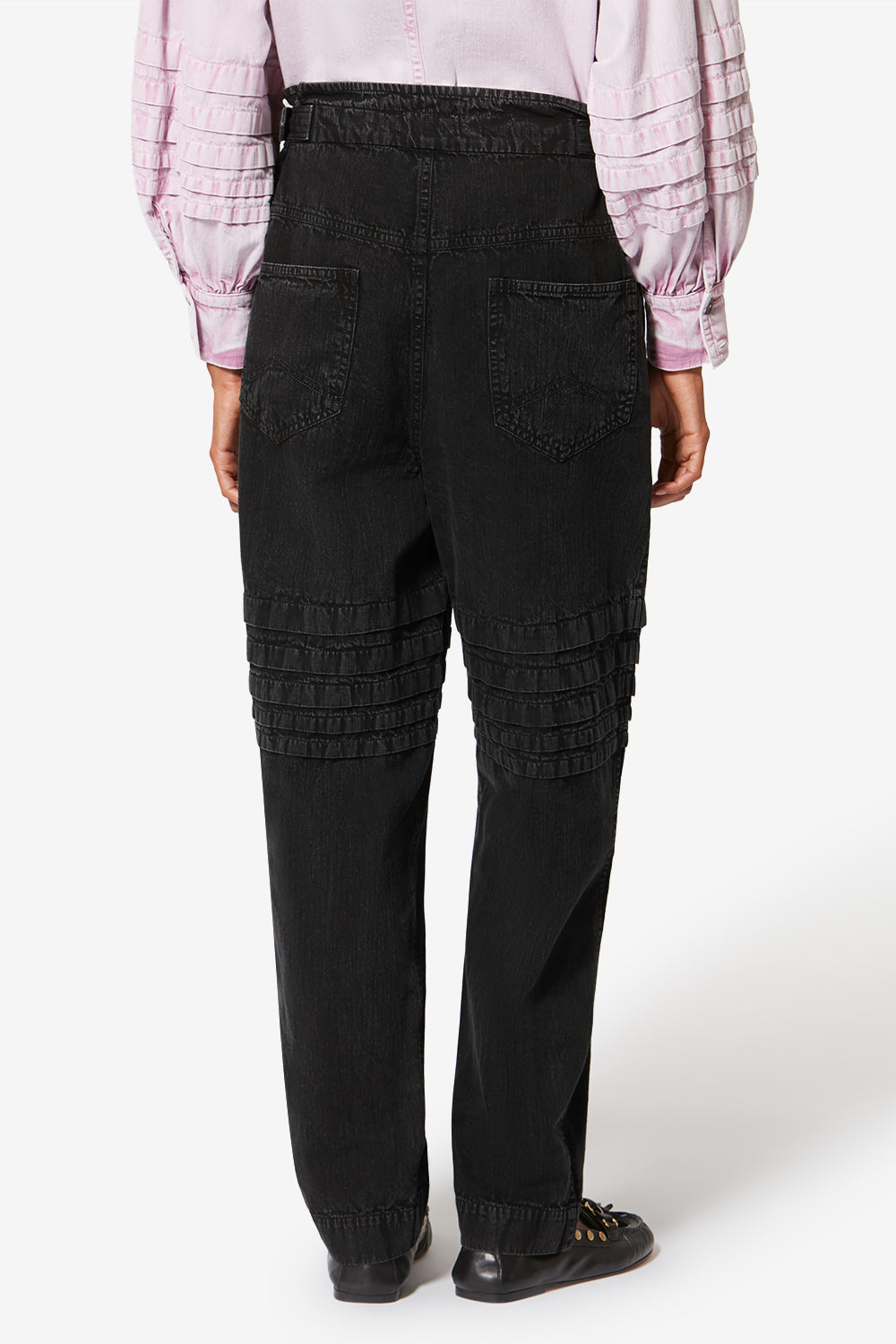 Pantaloni a carota mellya in chambray délavé - Nero lavato - Woman - 5